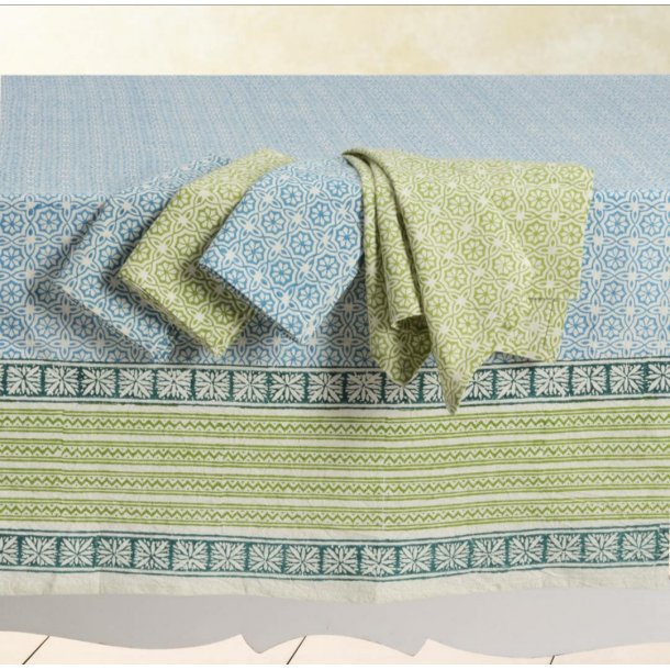 Delight Sea Indisk bomulds servietter med traditionel blockprint. 4 stk Str. 45x45cm