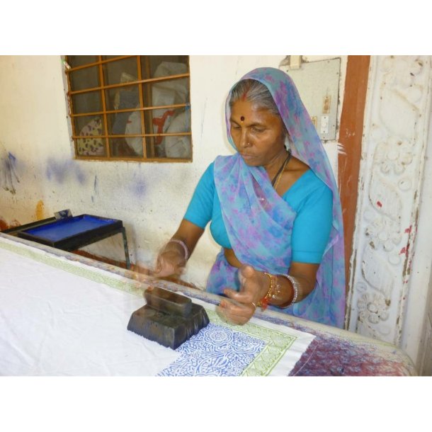 S�t � 4 servietter i indisk bomuld med blockprint