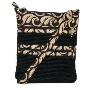 Skuldertaske i jute og bomuld - Sort