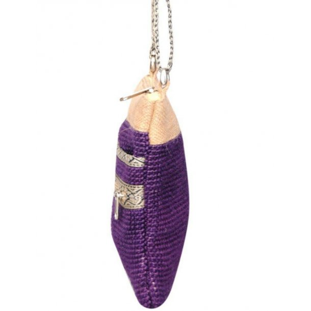 Skuldertaske i jute og bomuld - Lilla