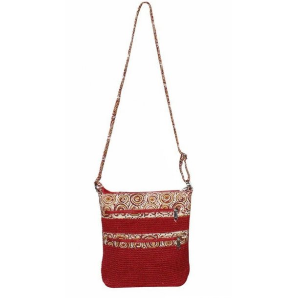 Skuldertaske i jute og bomuld - Rd