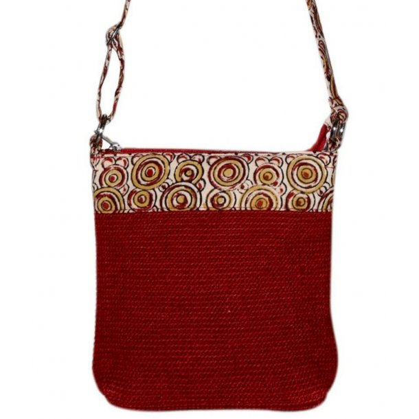 Skuldertaske i jute og bomuld - Rd