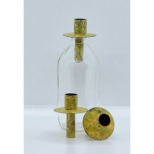 Lysholder til flaske i patineret jern