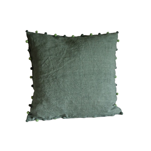 H�ndbroderet pudebetr�k i bomuld 50x50cm.