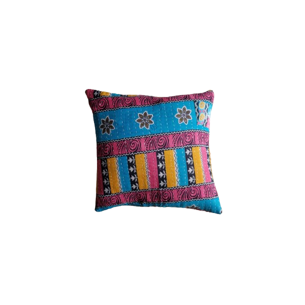 Kantha quilt pudebetr�k med to sider 40x40 cm