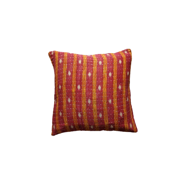 Kantha quilt pudebetrk med to sider 40x40 cm