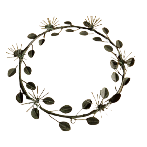 Blomsterkrans i patineret metal