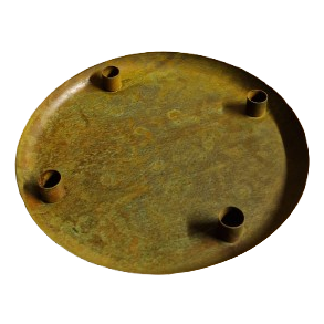 Adventsfad - Patineret rund jernfad med lysholdere