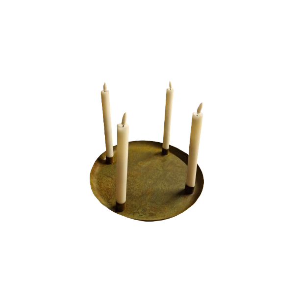 Adventsfad - Patineret rund jernfad med lysholdere