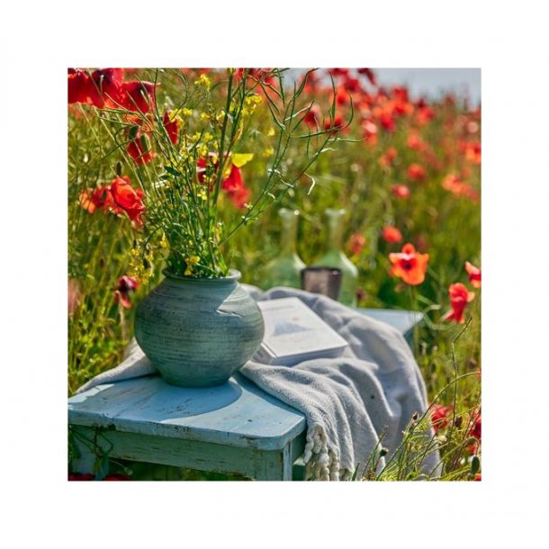 Hndlavet lerkrukke grn/sort