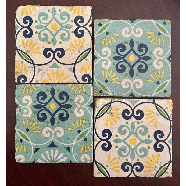 H�nddekoreret coasters�t � 4 