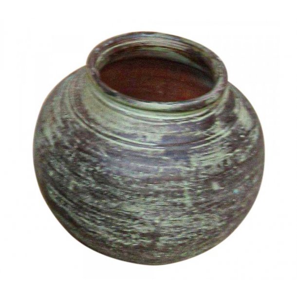 Hndlavet lerkrukke grn/sort