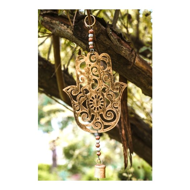 Hamsah�nd Vindspil i gylden metal