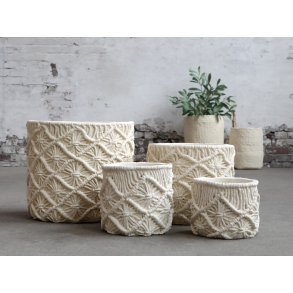 Potteskjuler / krukke med knyttet mnster fra Chic Antique - Creme/Medium