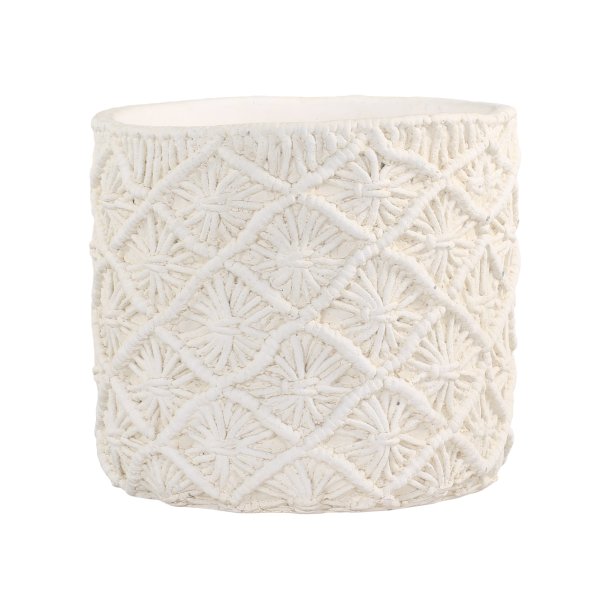 Potteskjuler / krukke med knyttet m�nster fra Chic Antique - Creme/Medium