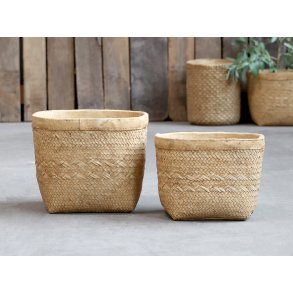 Potteskjuler /krukke med flet og mnster fra Chic Antique - Natur/Small