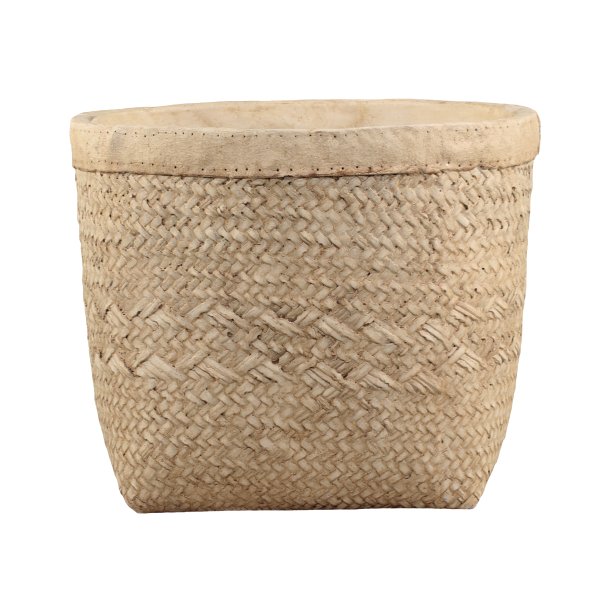 Potteskjuler /krukke med flet og mnster fra Chic Antique - Natur/Small