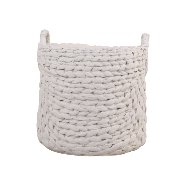 Potteskjuler /krukke med flet og hndtag fra Chic Antique - Creme/medium