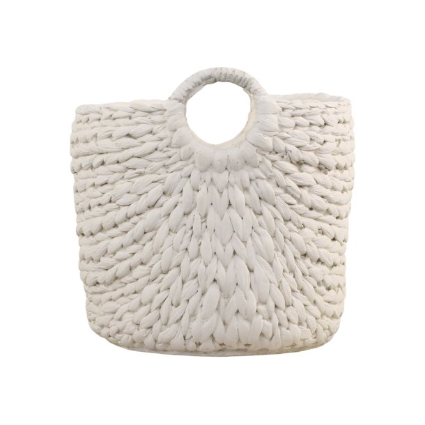 Potteskjuler /krukke med flet og hndtag fra Chic Antique - Creme/medium