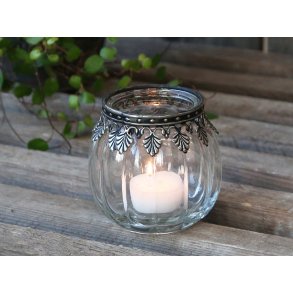 Fyrfadsstage i glas med slv