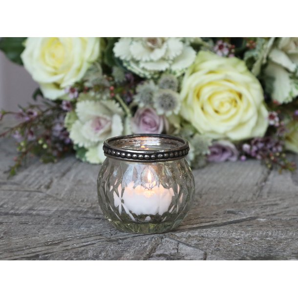 Fyrfadsglas med perlekant 