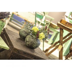 Hndlavet lerkrukke grn/sort