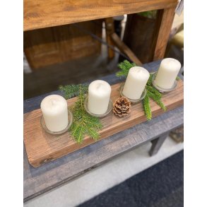 Rustik lysestage til 4 bloklys