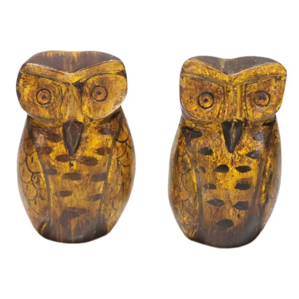 H�ndlavet ugle i genbrugstr�- bemalet