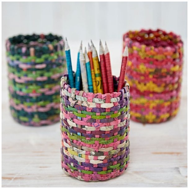 Blyantsholder i flettet genbrugspapir