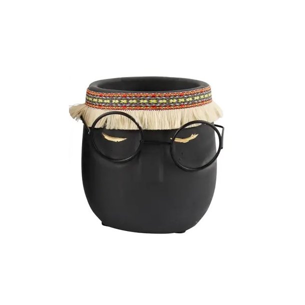 Sjov krukke - med ansigt og brille - small